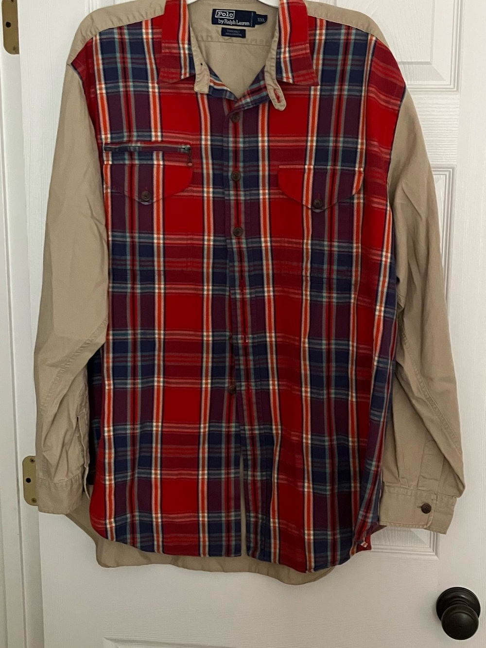 Vintage Y2K Polo Ralph Lauren Thicket Mens XXL Red Blue Plaid Khaki Button Up
